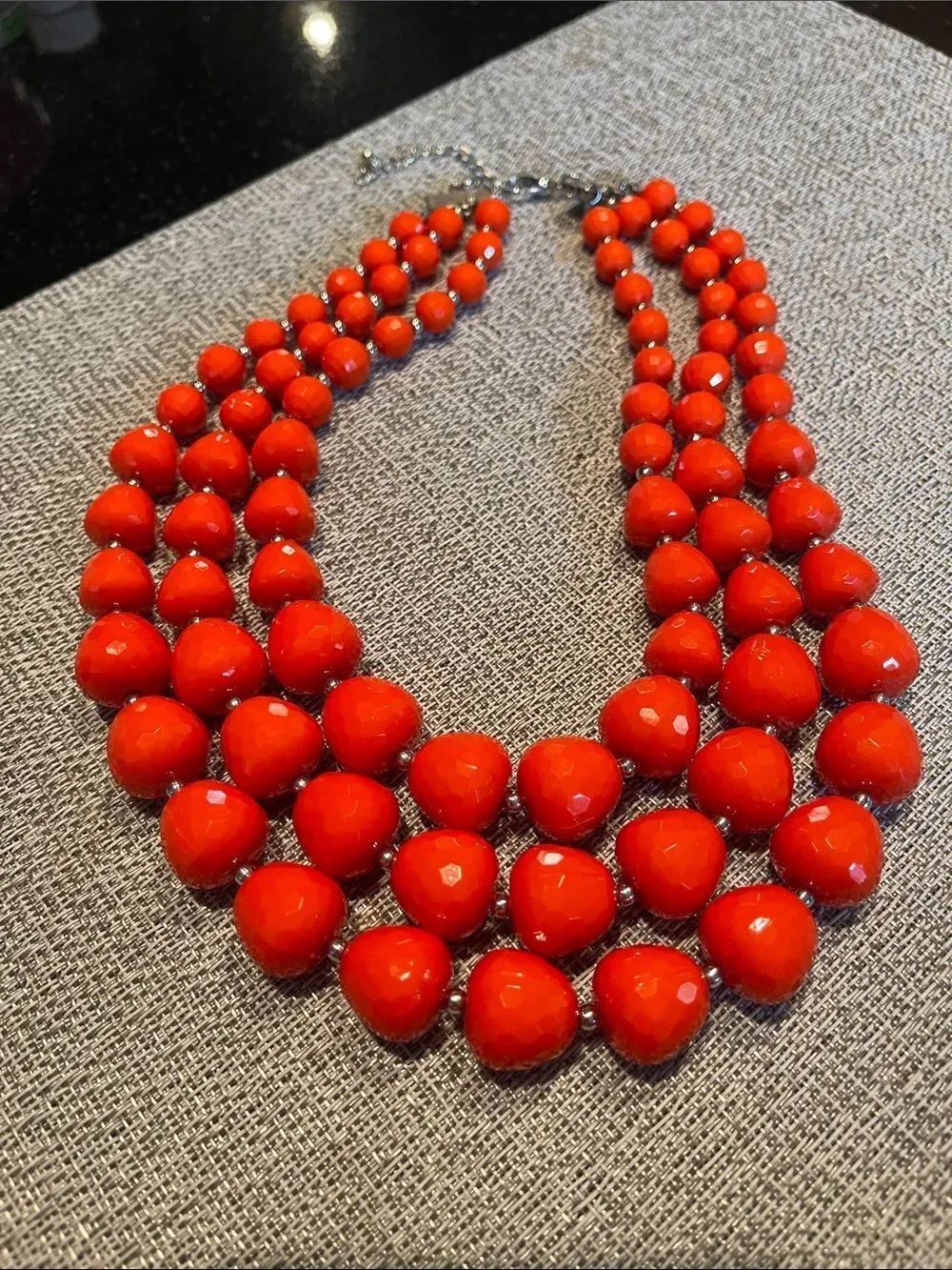 Bold orange Multi-Strand Beaded Statement Necklace